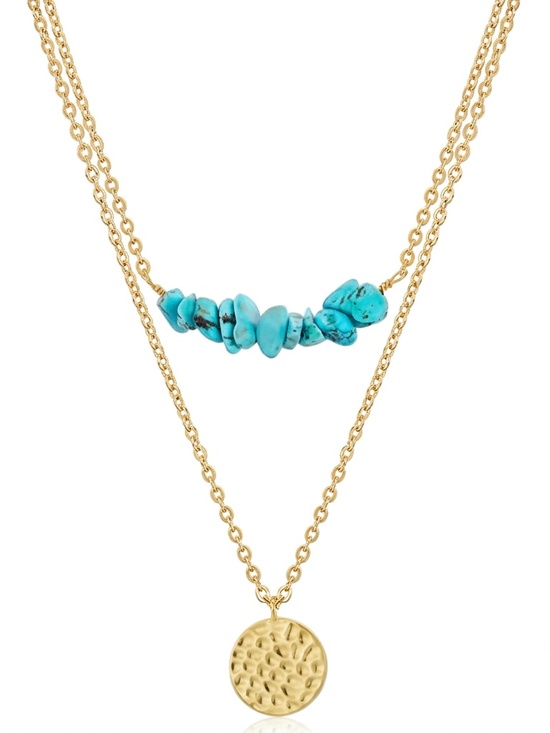 Jewelry - 18k Gold Plated Turquoise Layer Necklace